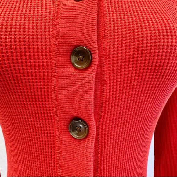 Everlane waffle knit henley onesie button up jumpsuit in currant size XXS - Picture 9 of 16